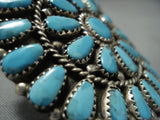 Huge Modernistic Vintage Native American Jewelry Navajo Sky Blue Turquoise Sterling Silver Ring-Nativo Arts