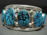 Huge Museum Quality Vintage Navajo 'Deep Blue' Turquoise Native American Jewelry Silver Bracelet-Nativo Arts