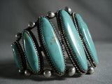 Huge Museum Vintage Navajo 'Graduating Green Tuequoise' Native American Jewelry Silver Bracelet-Nativo Arts