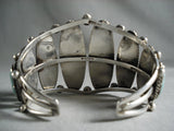 Huge Museum Vintage Navajo 'Graduating Green Tuequoise' Native American Jewelry Silver Bracelet-Nativo Arts