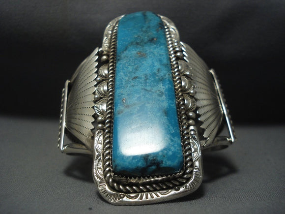 Huge Navajo Blue Diamond Turquoise Sterling Native American Jewelry Silver Bracelet-Nativo Arts