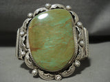 Huge Navajo Green Turquoise Native American Jewelry Silver 107 Gram Bracelet-Nativo Arts