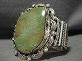 Huge Navajo Green Turquoise Native American Jewelry Silver 107 Gram Bracelet-Nativo Arts