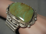 Huge Navajo Green Turquoise Native American Jewelry Silver 107 Gram Bracelet-Nativo Arts