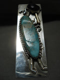 Huge Navajo Kokopelli 'Gold Flute' Turquoise Native American Jewelry Silver Ring-Nativo Arts