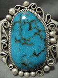 Huge Navajo Lee Nacitacio Blue Royston Turquoise Native American Jewelry Silver Bracelet-Nativo Arts