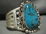 Huge Navajo Lee Nacitacio Blue Royston Turquoise Native American Jewelry Silver Bracelet-Nativo Arts