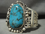 Huge Navajo Lee Nacitacio Blue Royston Turquoise Native American Jewelry Silver Bracelet-Nativo Arts