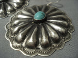 Huge Navajo Sterling Native American Jewelry Silver Concho Turquoise Sterling Native American Jewelry Silver Earrings-Nativo Arts