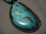 Huge Old Navajo Native American Jewelry jewelry Blue Diamond Turquoise Necklace-Nativo Arts