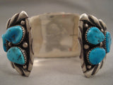 Huge Old Pawn Vintage Navajo Old Sleeping Beauty Turquoise Native American Jewelry Silver Bracelet-Nativo Arts