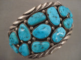Huge Old Pawn Vintage Navajo Old Sleeping Beauty Turquoise Native American Jewelry Silver Bracelet-Nativo Arts