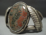 Huge Petrified Wood Vintage Navajo Sterling Native American Jewelry Silver Bracelet-Nativo Arts