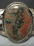 Huge Petrified Wood Vintage Navajo Sterling Native American Jewelry Silver Bracelet-Nativo Arts