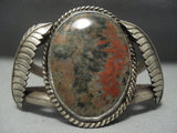 Huge Petrified Wood Vintage Navajo Sterling Native American Jewelry Silver Bracelet-Nativo Arts