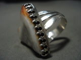 Huge 'Princess Crown Bezel' Heart Of Love Shell Vintage Navajo Native American Jewelry Silver Ring-Nativo Arts