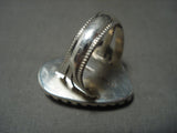Huge 'Princess Crown Bezel' Heart Of Love Shell Vintage Navajo Native American Jewelry Silver Ring-Nativo Arts