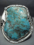 Huge Protruding Turquoise Vintage Navajo Sterling Native American Jewelry Silver Bracelet Cuff-Nativo Arts