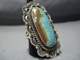 Huge Rare #8 Turquose Vintage Native American Jewelry Navajo Sterling Silver ring old-Nativo Arts