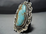 Huge Rare #8 Turquose Vintage Native American Jewelry Navajo Sterling Silver ring old-Nativo Arts