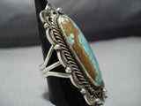 Huge Rare #8 Turquose Vintage Native American Jewelry Navajo Sterling Silver ring old-Nativo Arts