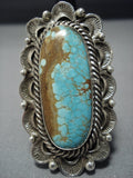 Huge Rare #8 Turquose Vintage Native American Jewelry Navajo Sterling Silver ring old-Nativo Arts