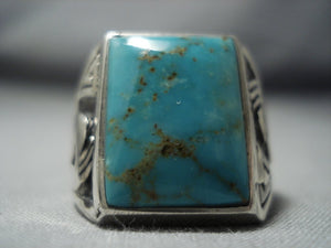 Huge Royston Turquoise Vintage Navajo Sterling Native American Jewelry Silver Ring Old Pawn-Nativo Arts