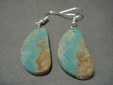 Huge Santo Domingo/ Navajo Royston Turquoise Native American Jewelry Silver Earrings-Nativo Arts