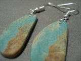 Huge Santo Domingo/ Navajo Royston Turquoise Native American Jewelry Silver Earrings-Nativo Arts