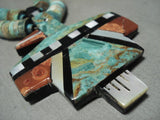Huge Santo Domingo Royston Turquoise Bird Necklace-Nativo Arts