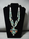 Huge Santo Domingo Royston Turquoise Bird Necklace-Nativo Arts