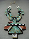 Huge Santo Domingo Royston Turquoise Bird Necklace-Nativo Arts