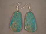 Huge Santo Domingo Royston Turquoise Native American Jewelry Silver Earrings-Nativo Arts