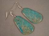 Huge Santo Domingo Royston Turquoise Native American Jewelry Silver Earrings-Nativo Arts