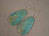 Huge Santo Domingo Royston Turquoise Native American Jewelry Silver Earrings-Nativo Arts
