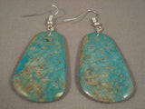 Huge Santo Domingo Royston Turquoise Native American Jewelry Silver Earrings-Nativo Arts