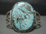 Huge Sky Blue Turquoise Vintage Navajo Sterling Native American Jewelry Silver Bracelet-Nativo Arts