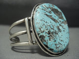 Huge Sky Blue Turquoise Vintage Navajo Sterling Native American Jewelry Silver Bracelet-Nativo Arts