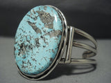 Huge Sky Blue Turquoise Vintage Navajo Sterling Native American Jewelry Silver Bracelet-Nativo Arts
