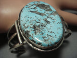Huge Sky Blue Turquoise Vintage Navajo Sterling Native American Jewelry Silver Bracelet-Nativo Arts