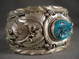 Huge Sleeping Beauty Turquoise Vintage Navajo Native American Jewelry Silver Bracelet-Nativo Arts