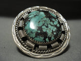Huge Tso Family Navajo Green Spider Turquoise Native American Jewelry Silver Coiled Ring-Nativo Arts