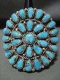 Huge Turquoise Sunrays Navajo Native American Jewelry Silver Ring-Nativo Arts