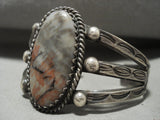 Huge Vintage 1900's Navajo Petrified Wood Native American Jewelry Silver Bracelet Old-Nativo Arts
