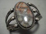 Huge Vintage 1900's Navajo Petrified Wood Native American Jewelry Silver Bracelet Old-Nativo Arts