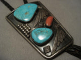 Huge Vintage early Easter Blue Turquoise Bolo Tie-Nativo Arts