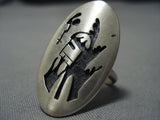 Huge Vintage Hopi Kachina Sterling Silver Native American Jewelry Ring-Nativo Arts