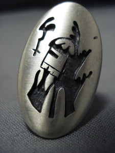 Huge Vintage Hopi Kachina Sterling Silver Native American Jewelry Ring-Nativo Arts
