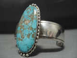 Huge!! Vintage Native American Jewelry Navajo #8 Turquoise Sterling Silver Bracelet Old Cuff-Nativo Arts