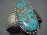 Huge!! Vintage Native American Jewelry Navajo #8 Turquoise Sterling Silver Bracelet Old Cuff-Nativo Arts